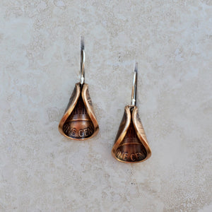 Copper Penny Flower Petal Earrings