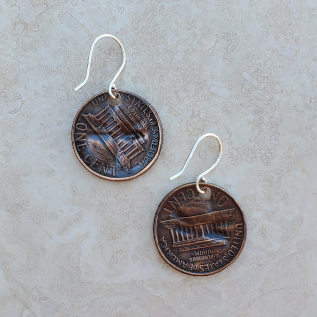 Pressed Copper Penny Dragonfly Earrings