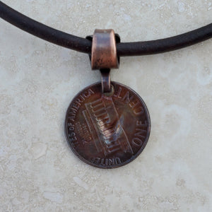 Pressed Copper Penny Hummingbird Necklace