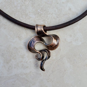 Copper Penny Ribbon Swirl Necklace