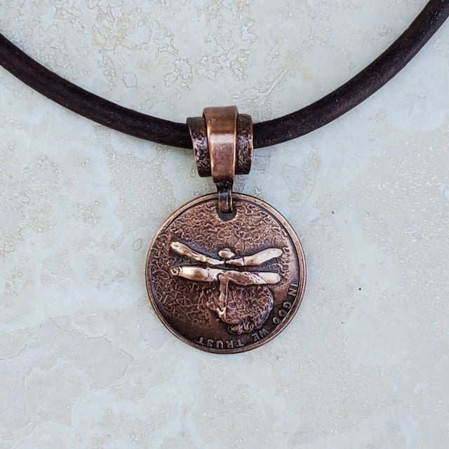 Pressed Copper Penny Dragonfly Necklace – Kate Hart