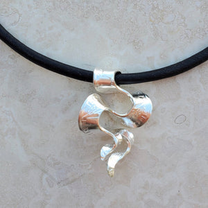 Silver Coin Ribbon Swirl Slide Necklace